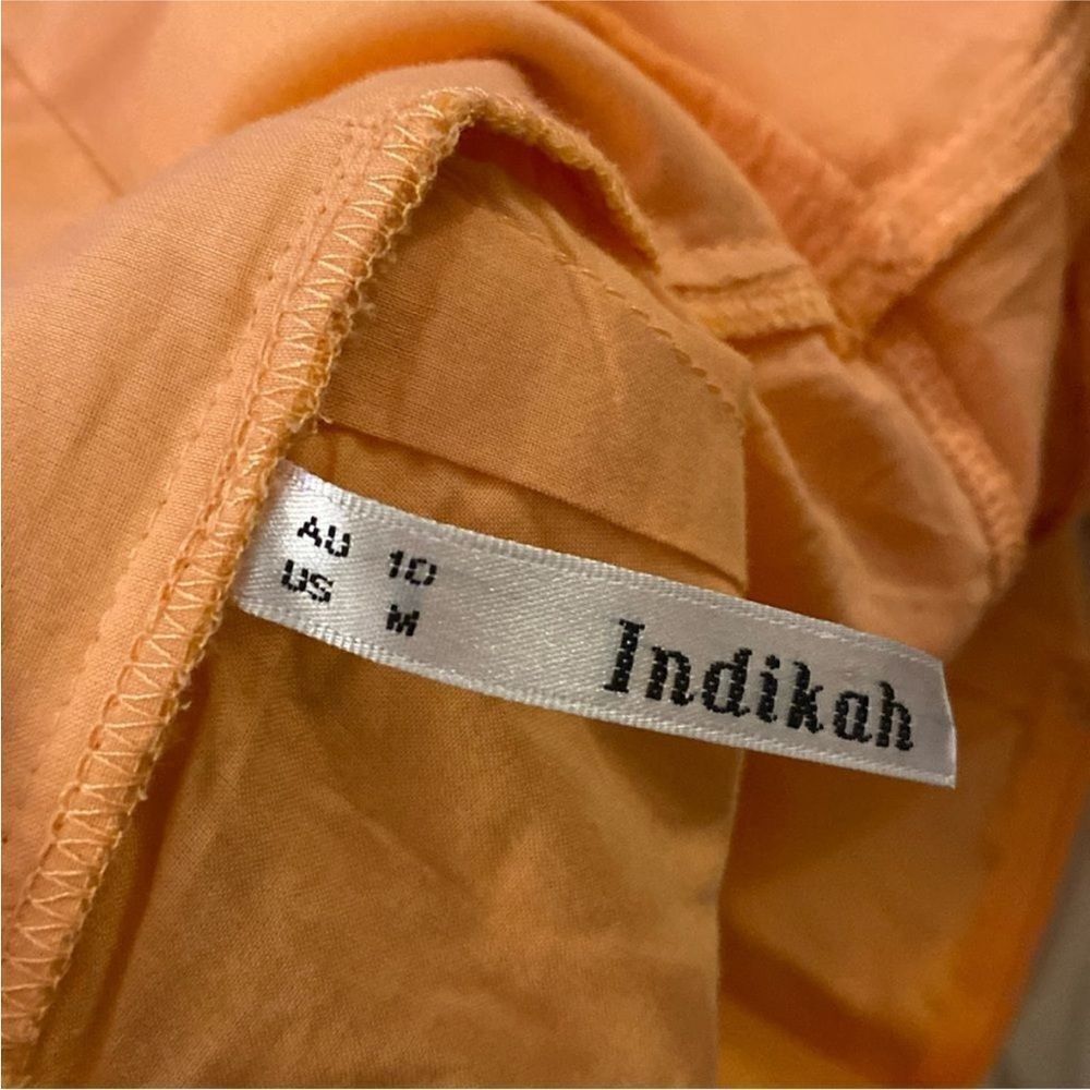 Indian 100% cotton Elegant Orange Lace Trim Dress, M - Picture 13 of 14